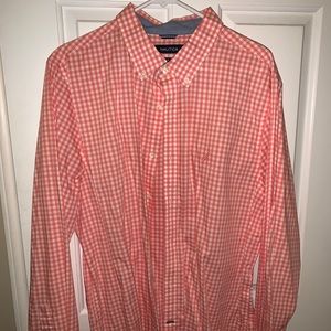Nautical plaid orange button down. XL